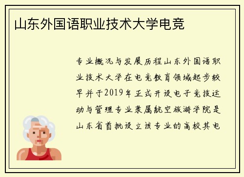 山东外国语职业技术大学电竞